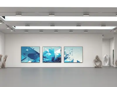  Modern Art Gallery Interior with Visitors 
