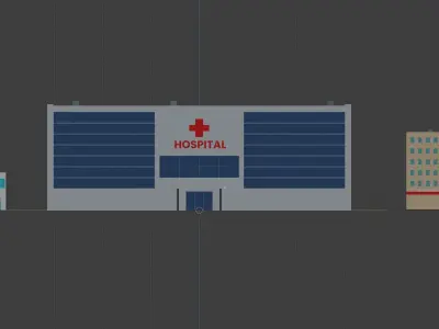 Set of hospitals low-poly Low-poly 3D model