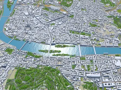 Prague Downtown Praha Czechia Low-poly 3D model