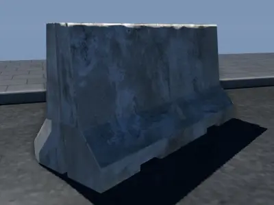 PBR Barrier concrete on side of road Low-poly 3D model
