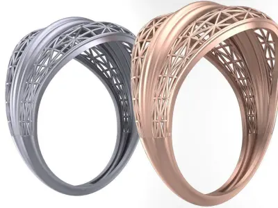 Net grid fusion gold ring 3D print model
