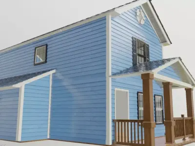 Modular house textured and well uv unwrapped Low-poly 3D model