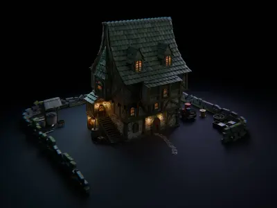 Vintage House  Low-poly 3D model