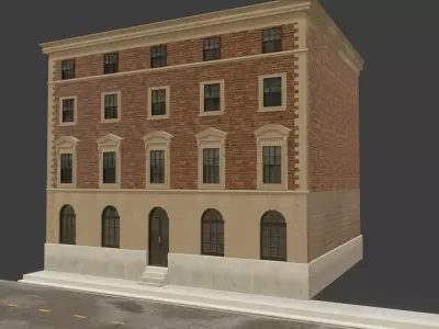 Modular Brick Building Free low-poly 3D model