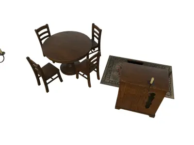 Old Furniture Pack Low-poly 3D model