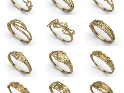 730  STL 3DM MODELS Plain Womens Rings format Models MEGA PACK