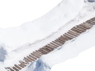 Wooden trail in winter 3D model