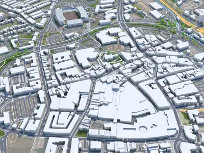 Wolverhampton United Kingdom 30km Low-poly 3D model