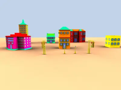 Colorfull cartoon House Free low-poly 3D model