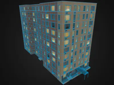 10 floor New York Building Low-poly 3D model
