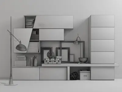 Set 5 modern floor lamp 3D model