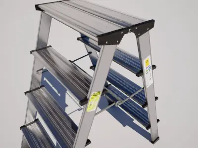  Industrial Metal Folding Stepladder Low-poly 3D model