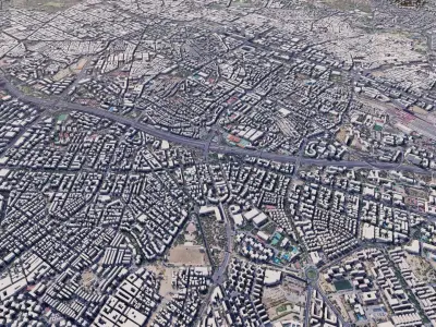 Madrid Low-poly city of paris from space 3D model