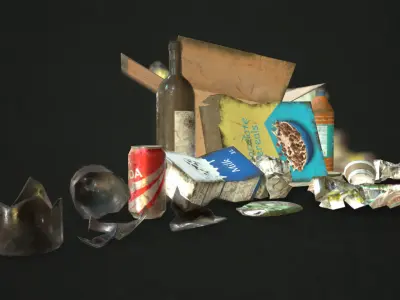 Urban Trash Low-poly 3D model