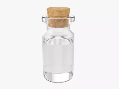 Glass bottle with cork small 3D model
