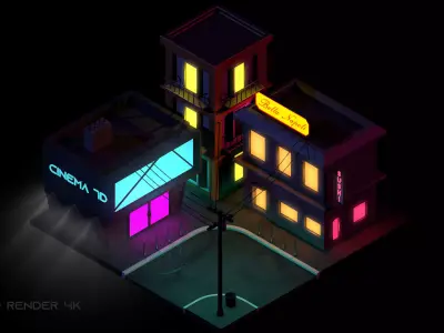 Isometric SCI-FI Low-poly 3D model