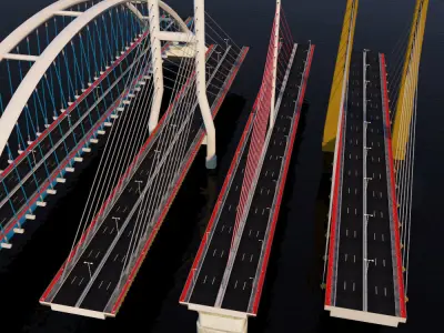 Suspended water road bridge pack collection 3D model
