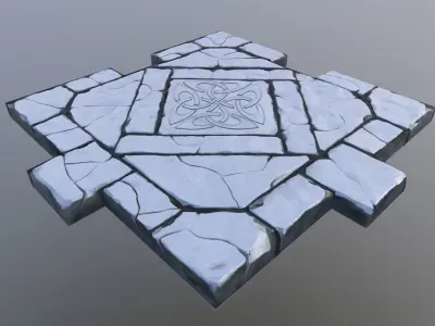 Tileable Damaged Stone Road Low-poly 3D model