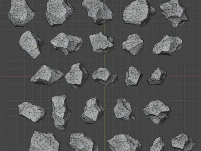25 PCS Stone Pack in 18 Colors Low-poly 3D model