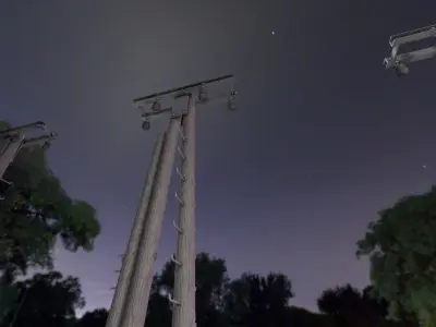 Wooden Electricity Pole with Ladder - Object  043  Low-poly 3D model