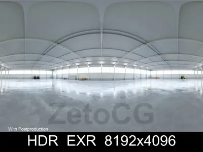 HDRI - Warehouse Interior 5b - 8192x4096 - 2 versions Texture