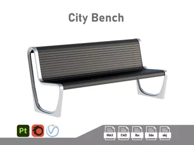 City Bench 12 Low-poly 3D model