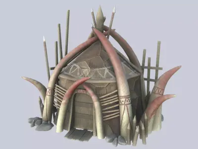 Orc house Low-poly 3D model 2