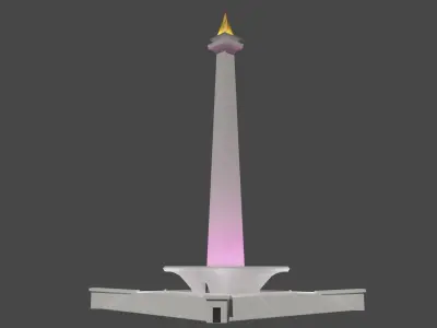 Monas indonesian monument with light on top Low-poly 3D model