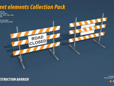 40 Street Elements Collection Pack 3D model