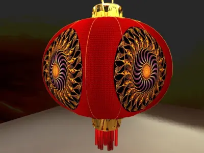 Chinese red lantern Low-poly 3D model