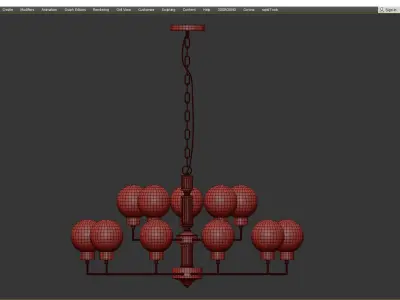Zibille Chandelier Brass 93 Low-poly 3D model