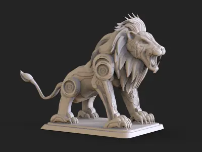 Sci fi Lion Statue 3D print model