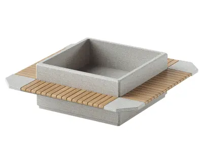 SQUARE PLANTER BENCH 213 3D model