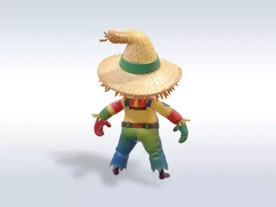 Adorable Scarecrow Halloween Character 3D model