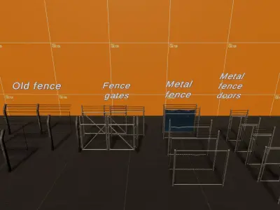 Modular Fences Low-poly 3D model