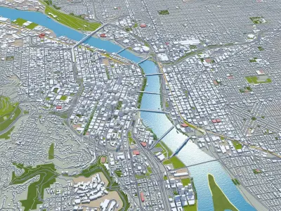Portland City Oregon USA Low-poly 3D model