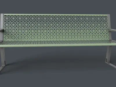 Metal Modern Bench 9 PBR Game Ready Low-poly 3D model