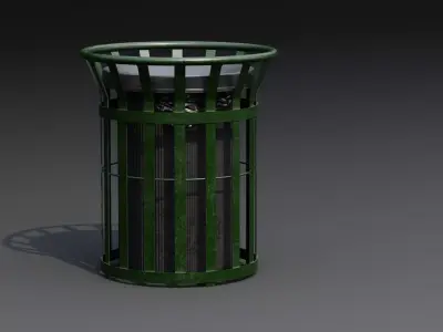 Street Trash Bin 01a Low-poly 3D model
