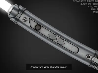 Ahsoka Tano White Lightsaber and Shoto for Cosplay 3D Model Pack