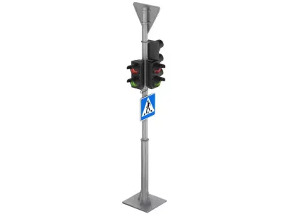 Traffic lights and road signs 1 Low-poly 3D model