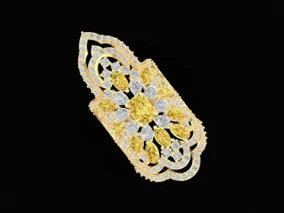 Luxury Elongate Cluster Diamond Ring with Floral Arrangement 749 3D print model