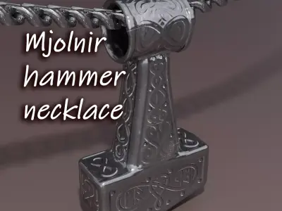 Mjolnir hammer necklace Low-poly 3D model