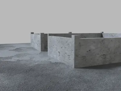 WALL AND ASPHALTED TERRAIN Low-poly 3D model