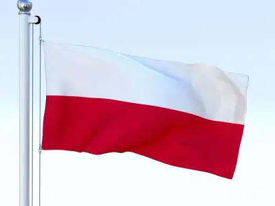Animated Poland Flag Low-poly 3D model