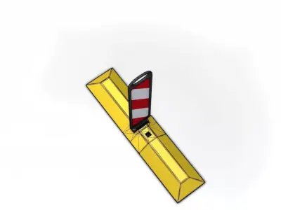 Yellow guide barrier 10 pointing left 628-20 Low-poly 3D model