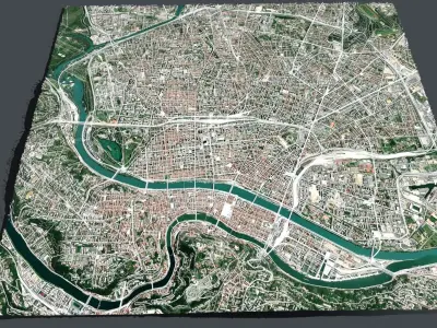 Streets and roads City Lion France  3D model