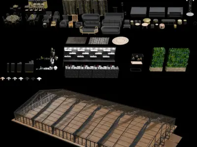 marquee tent and 3d assets for event renders BLENDER FILE ONLY 3D model