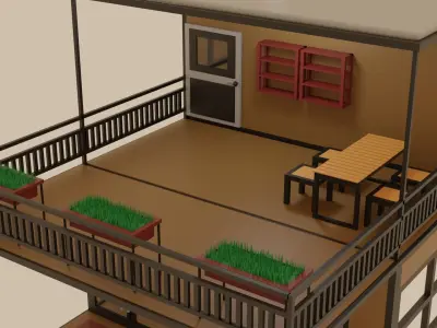 Prefab House Design Free low-poly 3D model