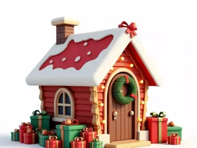Cartoon Christmas Gingerbread House 3D Model Low-poly 3D model