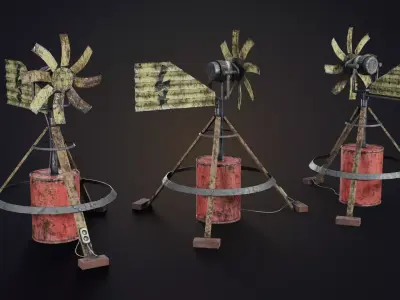 Handmade wind generator Free low-poly 3D model